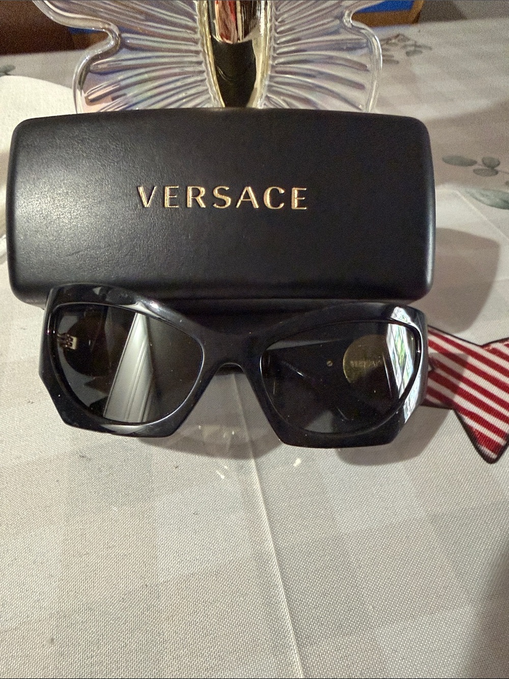 Versace Women's Black Oversized Cat-Eye Sunglasses - Picture 2 of 9